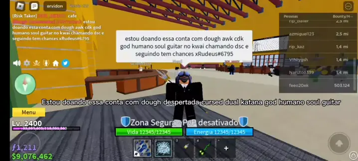 DOANDO CONTA DE BLOX FRUIT! NICK E SENHA NO VÍDEO!!! 